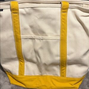 Lands' End open top gold and beige Tote